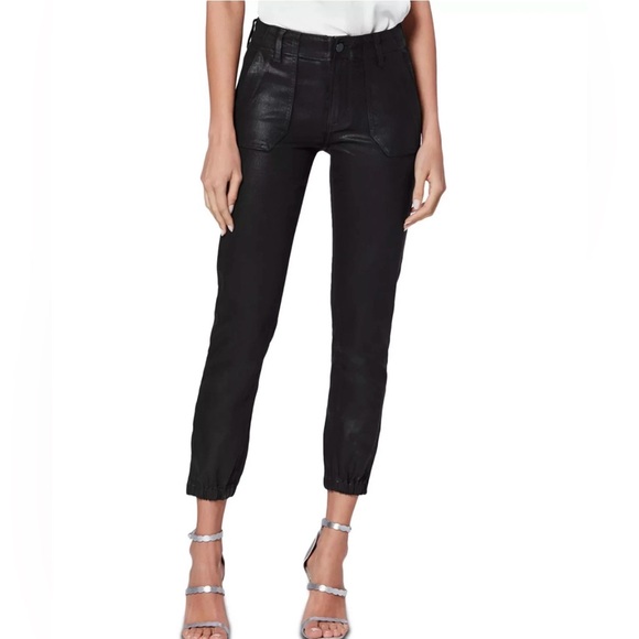 PAIGE Denim - Paige Mayslie Cropped Coated Jogger Pants - Black - Size 27